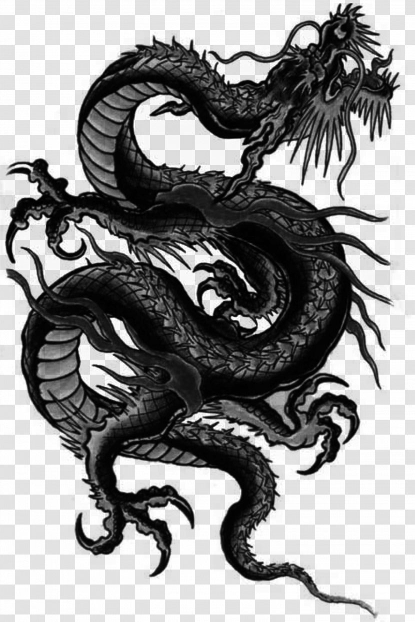 China Chinese Dragon Japanese Tianlong - Black And White Transparent PNG
