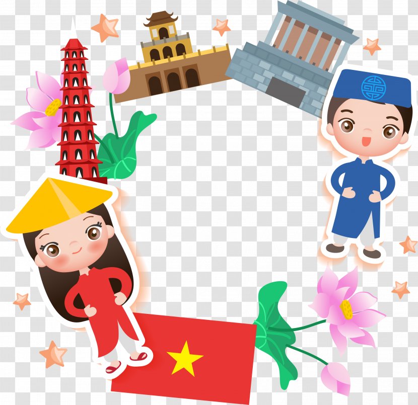 South Vietnam Royalty-free Illustration - Stock Photography - Red Cartoon Male And Female Circle Border Texture Transparent PNG
