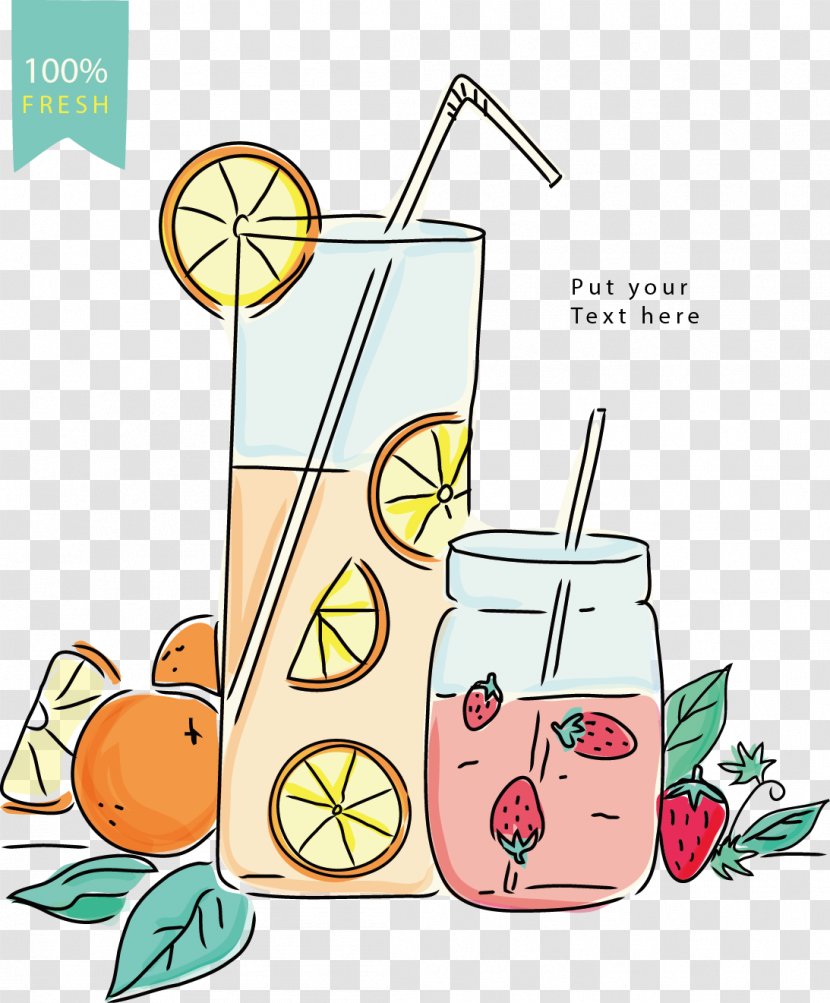 Orange Juice Poster Drink - Yellow - Vector Painted Two Glasses Of Transparent PNG