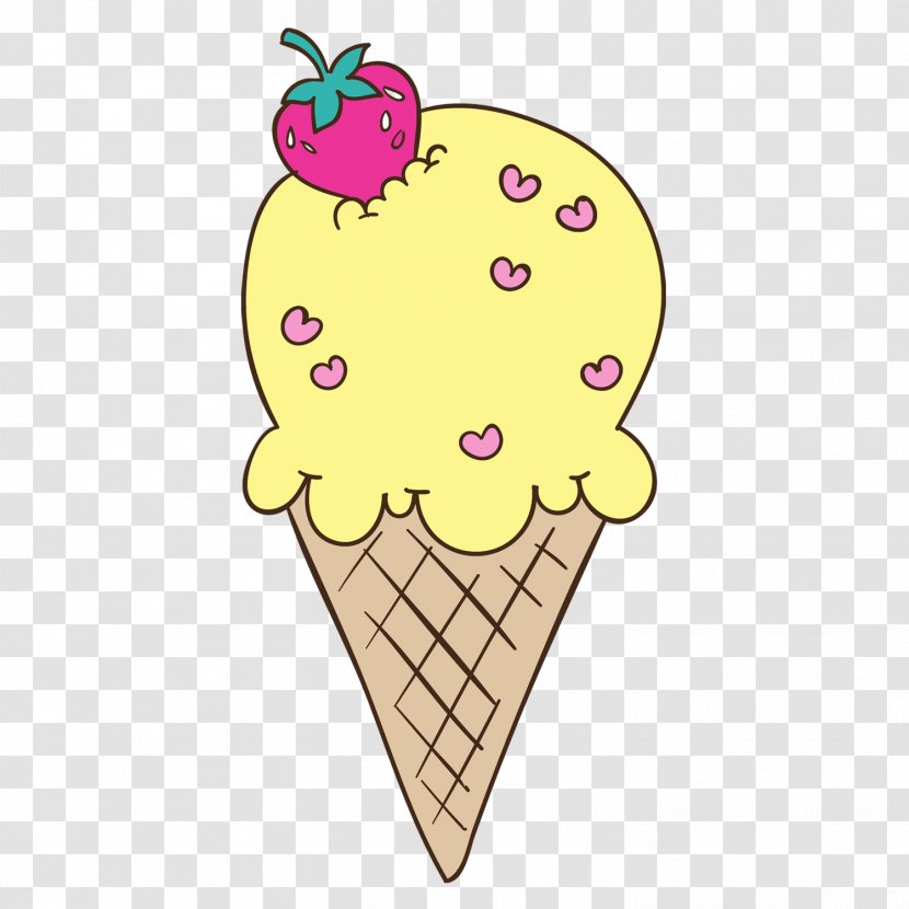 Ice Cream Cones Strawberry - Cartoon Transparent PNG