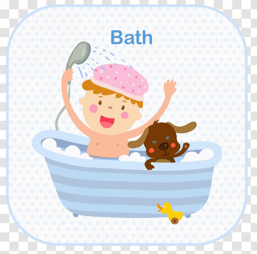 Bathing Bathtub Shower Dog - The Child Took A Bath With Transparent PNG