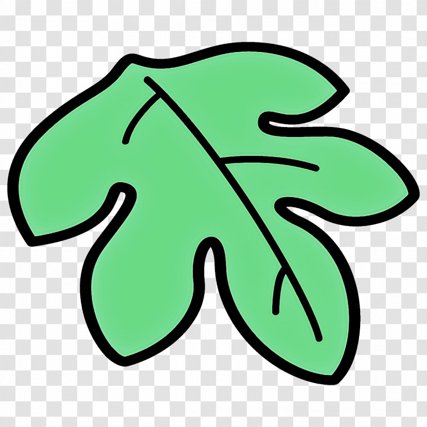 Green Leaf Symbol Line Art Transparent PNG