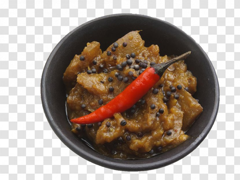 Chutney Indian Cuisine Vegetarian Curry Eggplant - Dish - Spicy In The Bowl Transparent PNG