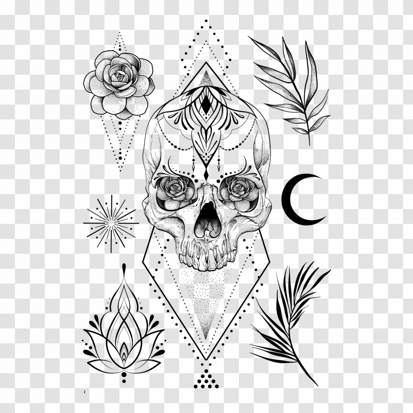 Skull Tattoo Geometry Drawing Calavera - Artist - Old School Tattoos Transparent PNG