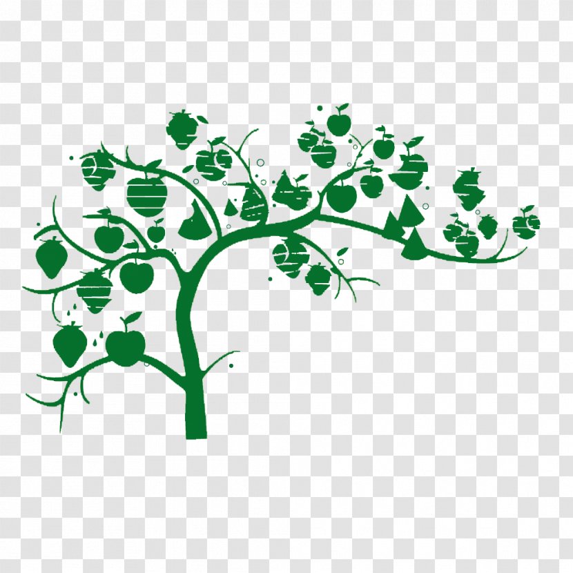 Green Silhouette - Tree - Apple Laden With Transparent PNG