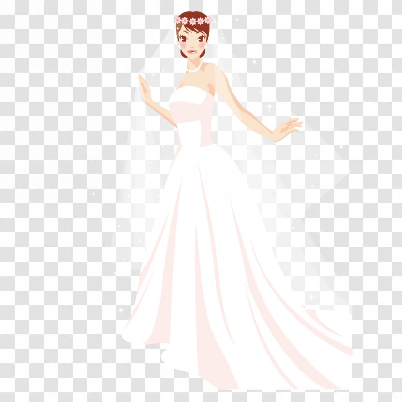 Wedding Dress Bride Gown Formal Wear Pattern - Frame - A With Wreath Transparent PNG