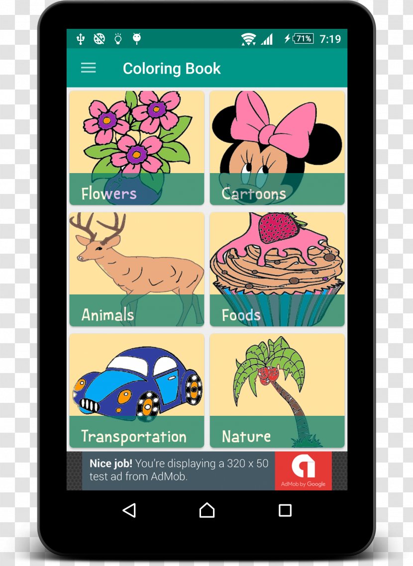Kids Coloring Book Android Smartphone - Color - Menu Transparent PNG