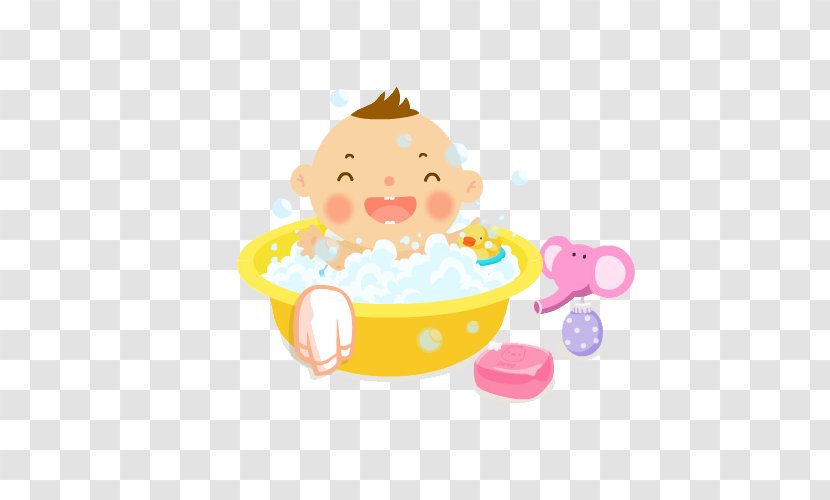 Smile Infant Bathing Child - Smiling Baby Bath Picture Material Transparent PNG