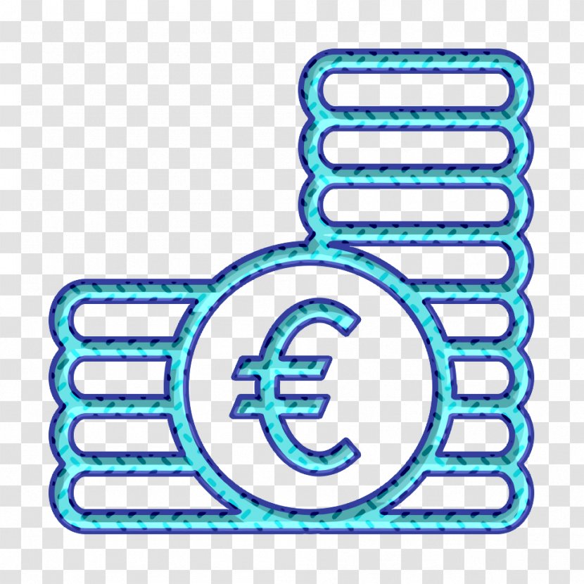 Coin Icon Currency Euro - Money - Electric Blue Text Transparent PNG