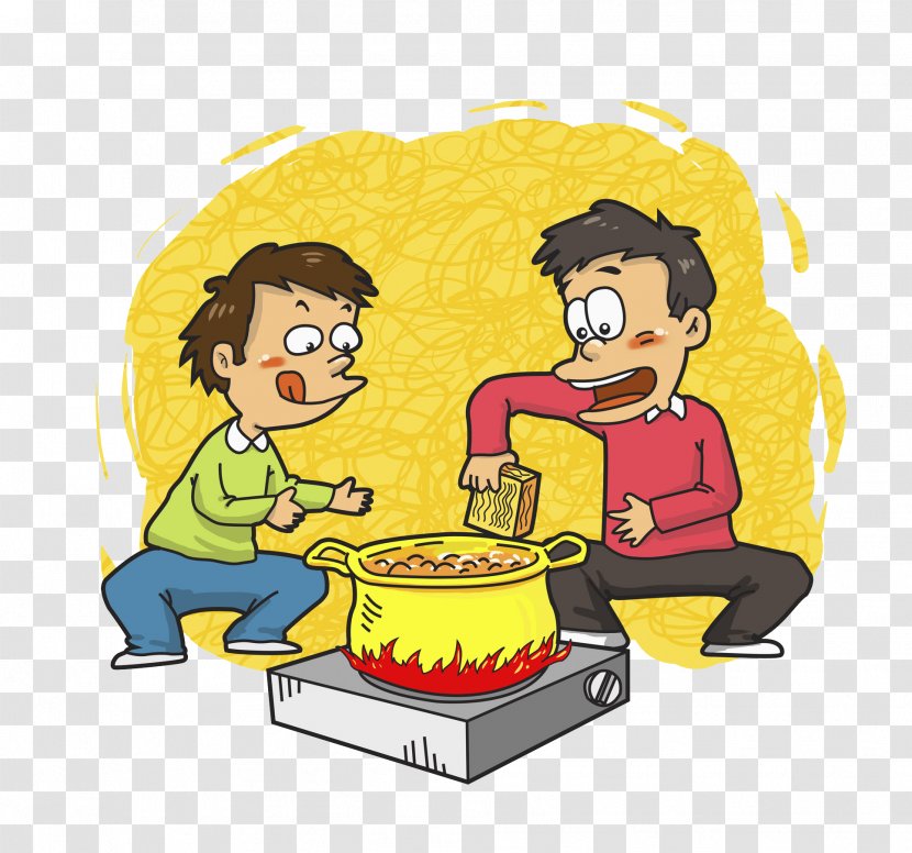 Cartoon Food Boy - Two Boys Cooking Transparent PNG