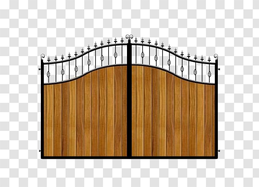 Electric Gates Wrought Iron Fence Railing - Guard Rail - Wooden Swing Gate Transparent PNG