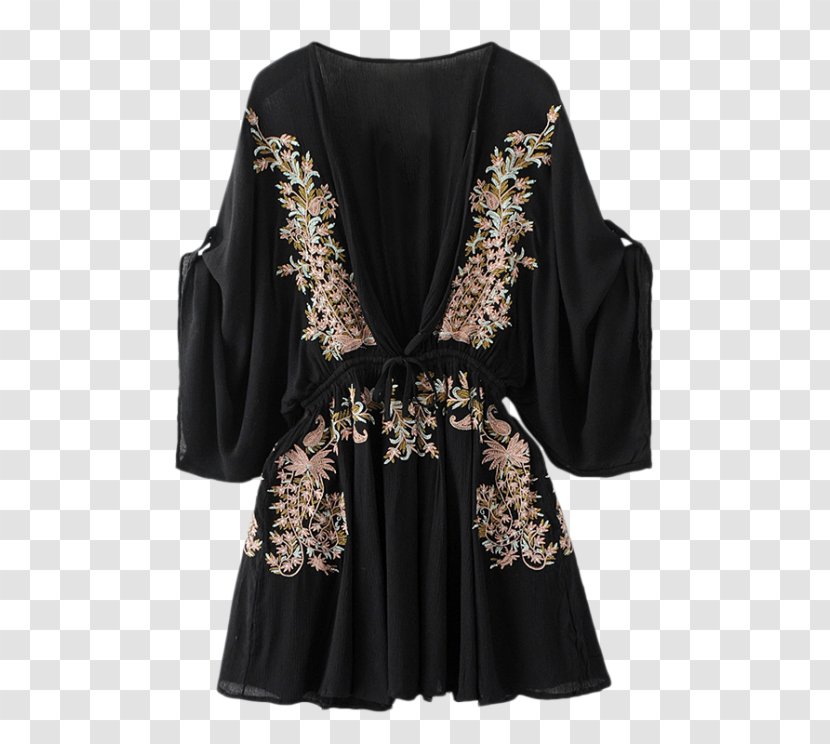 Sleeve Dress Collar Button Embroidery - Frame Transparent PNG
