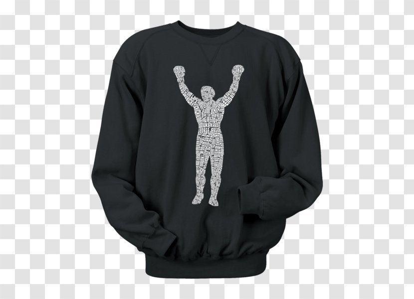T-shirt Crew Neck Sweater Sleeve - Silhouette - Rocky Statue Transparent PNG