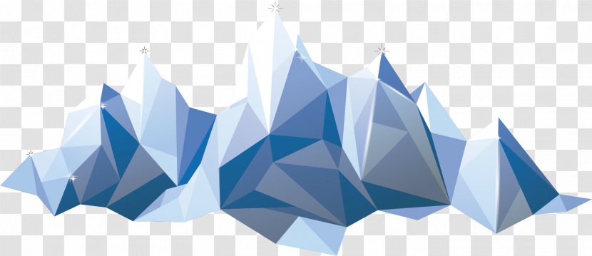 Mountain Range Origami Illustration - Cartoon Creative Iceberg Base Transparent PNG