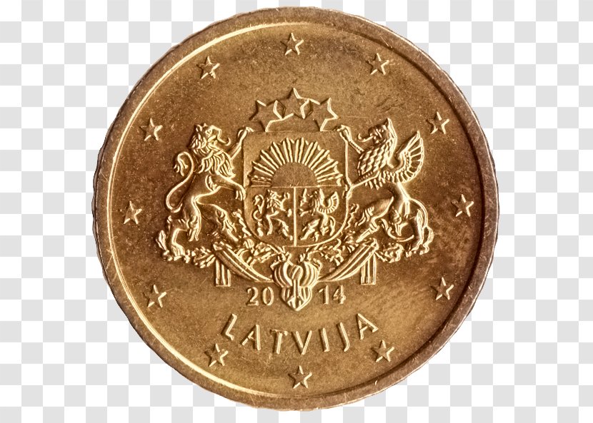 Latvian Euro Coins - Bank Of Latvia - Coin Transparent PNG
