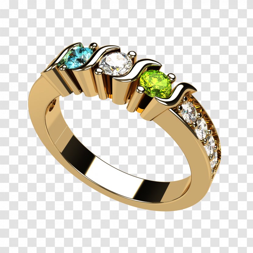 Wedding Ring Emerald Central Diamond Center Colored Gold - Fashion Accessory - Side Bar Transparent PNG