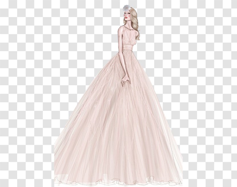 Wedding Dress Gown Drawing Sketch - Hand-painted Transparent PNG