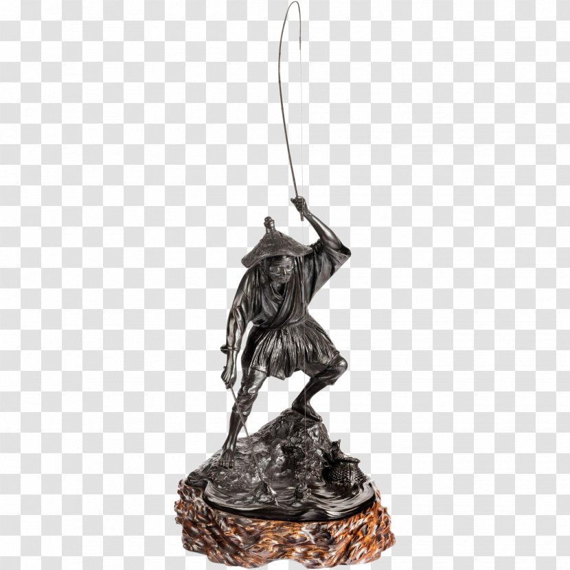 Bronze Sculpture Figurine - Fisherman Transparent PNG