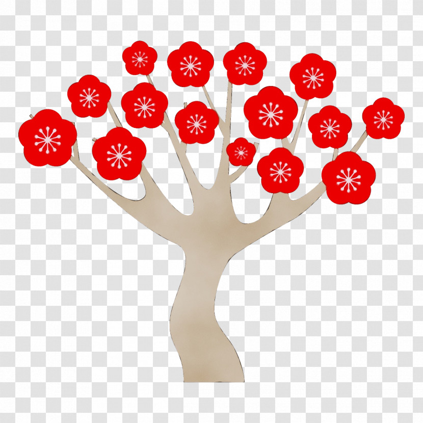 Red Tree Plant Flower Heart Transparent PNG