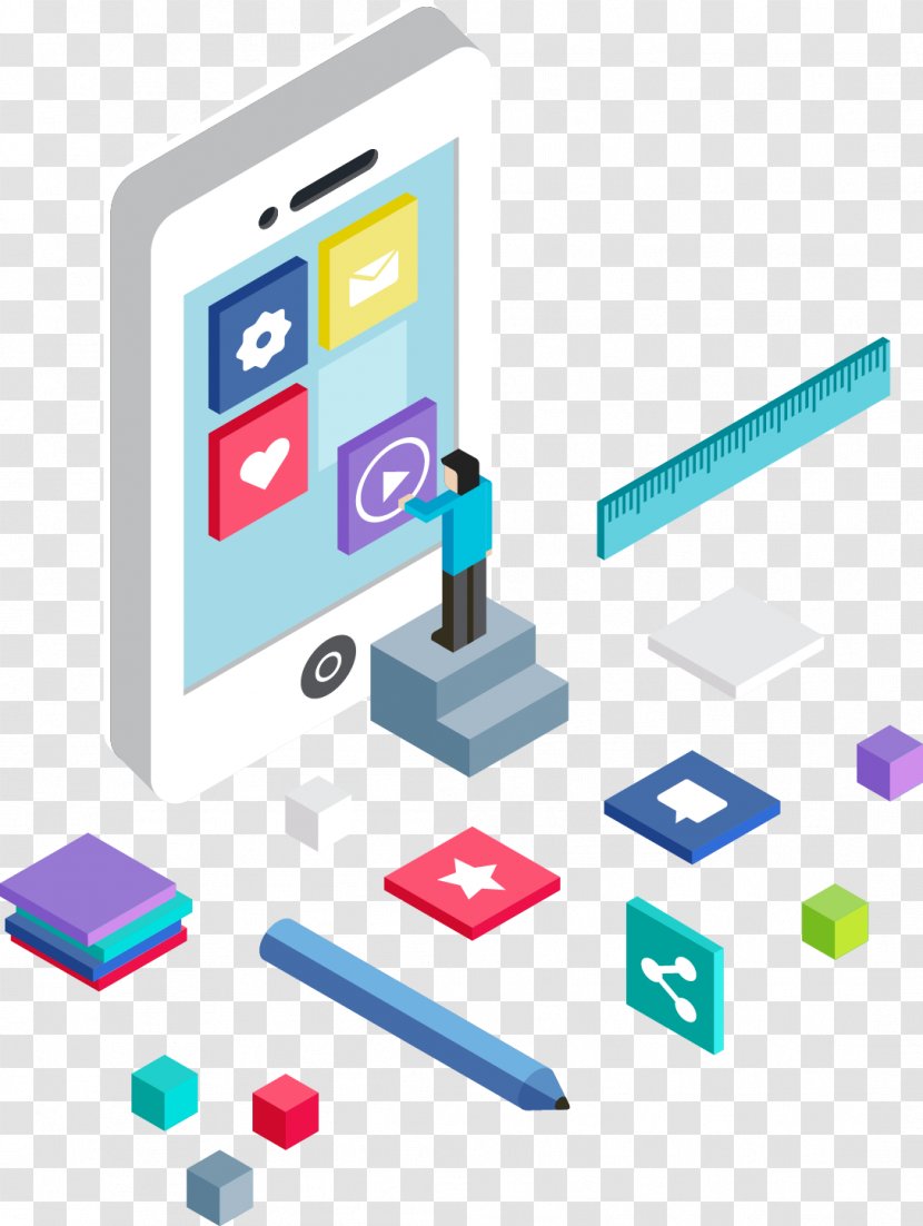 Web Development User Experience Interface Graphic Design - Software - Three-dimensional Mobile Phone APP Introduced Picture Transparent PNG