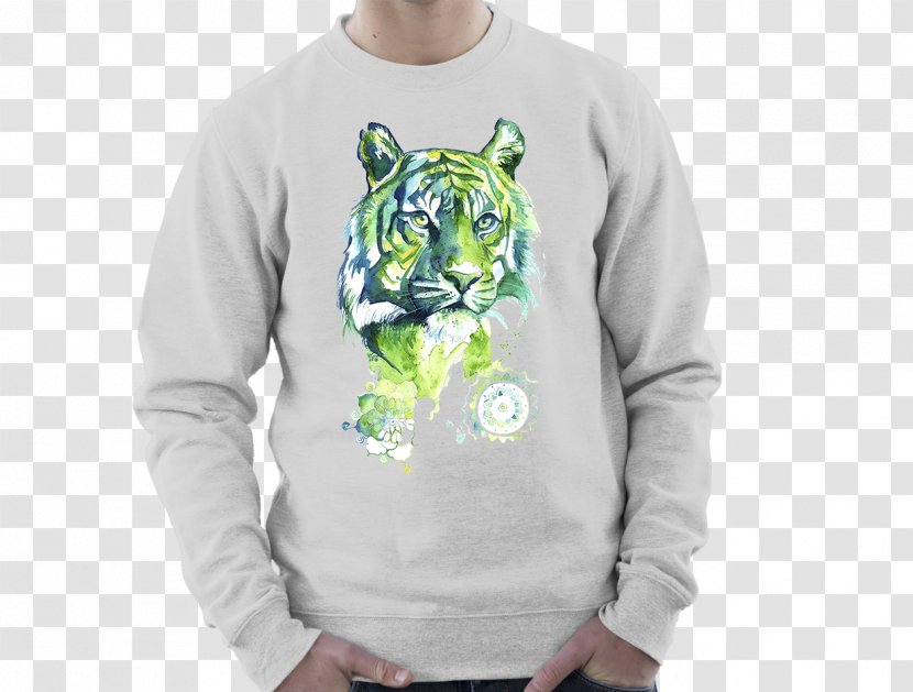 T-shirt Hoodie Bluza Sweater Sleeve - Watercolor-tiger Transparent PNG