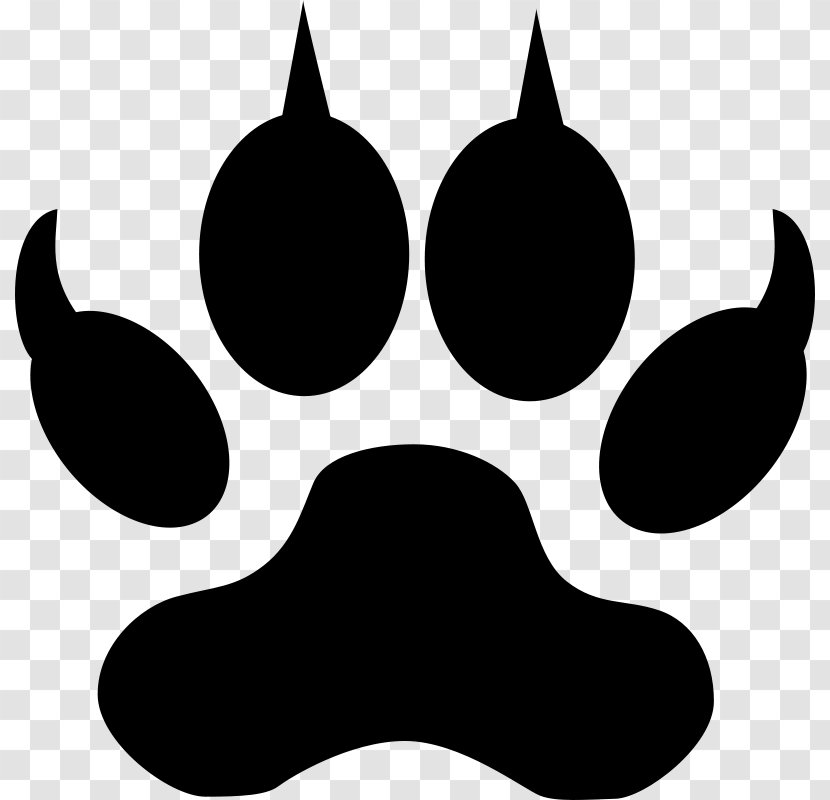 Paw Dog Bear Clip Art - Black And White Transparent PNG