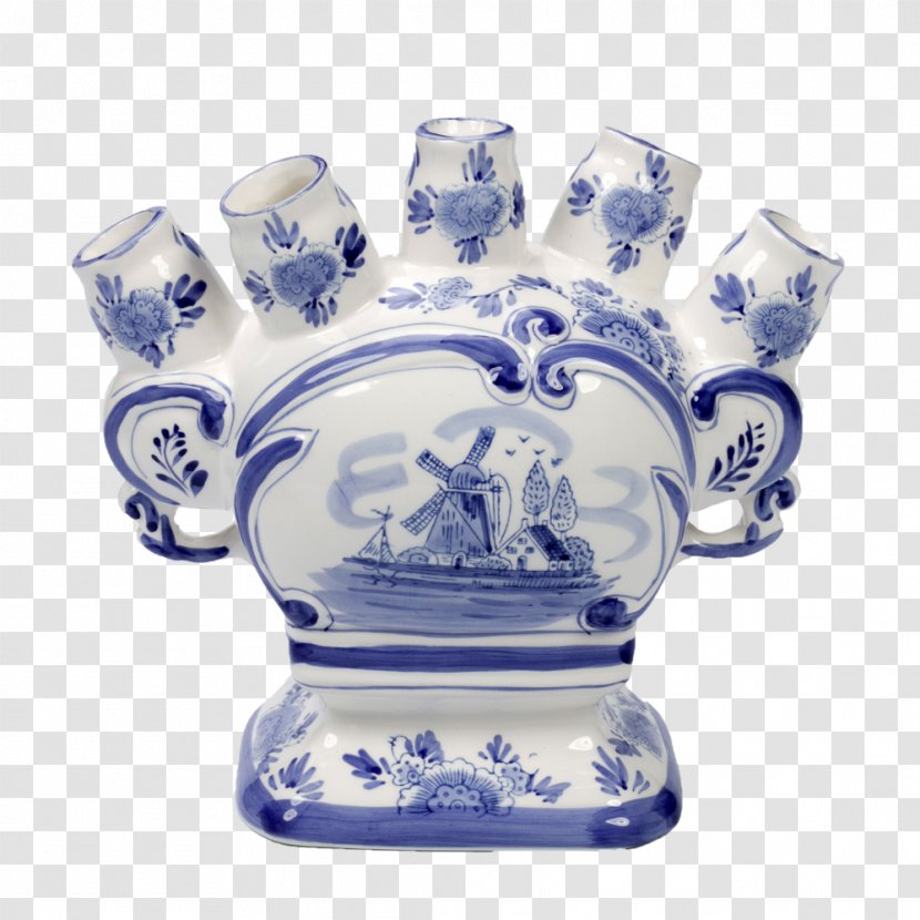 Delftware Blue And White Pottery Tulip Vase - Souvenir Transparent PNG