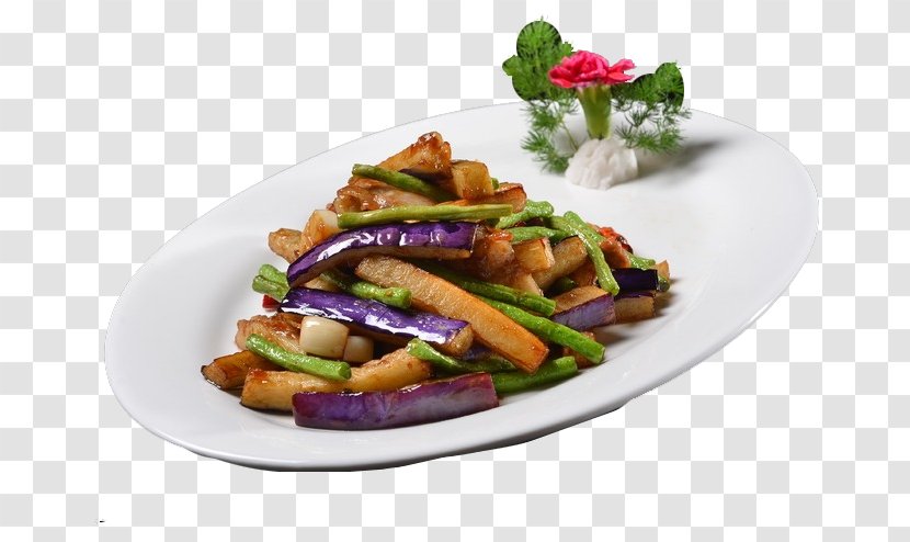 Vegetarian Cuisine Yardlong Bean Recipe Eggplant Braising - Food - Braised Transparent PNG