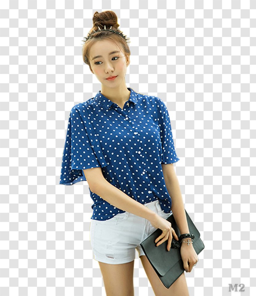 T-shirt Polka Dot Blouse Dress Shirt Collar - T Transparent PNG