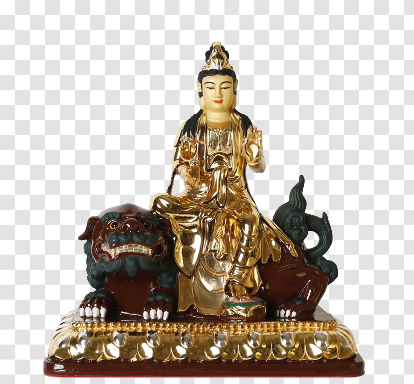 Journey To The West Manjushri Bodhisattva Buddhism Buddhahood - Buddharupa - Gilded Buddha Statue Painted Riding Beast Transparent PNG