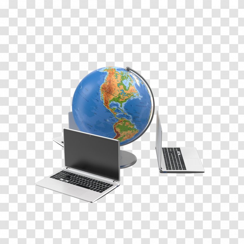 Laptop - Globe - Earn Money Online Transparent PNG