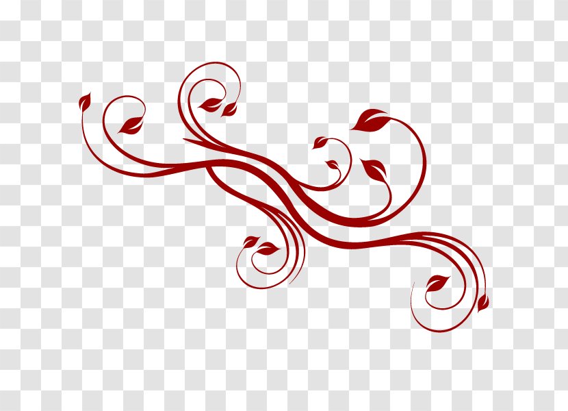 Red Line Curve Clip Art - Flower Transparent PNG