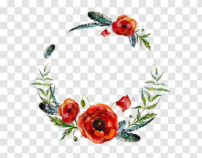 Watercolor: Flowers Floral Design Wreath Garland Illustration - Flower - Ara Element Transparent PNG