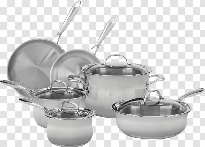 Frying Pan KitchenAid 10pc Stainless Steel Cookware Set KCSS10ER Tapas - Grilling Transparent PNG