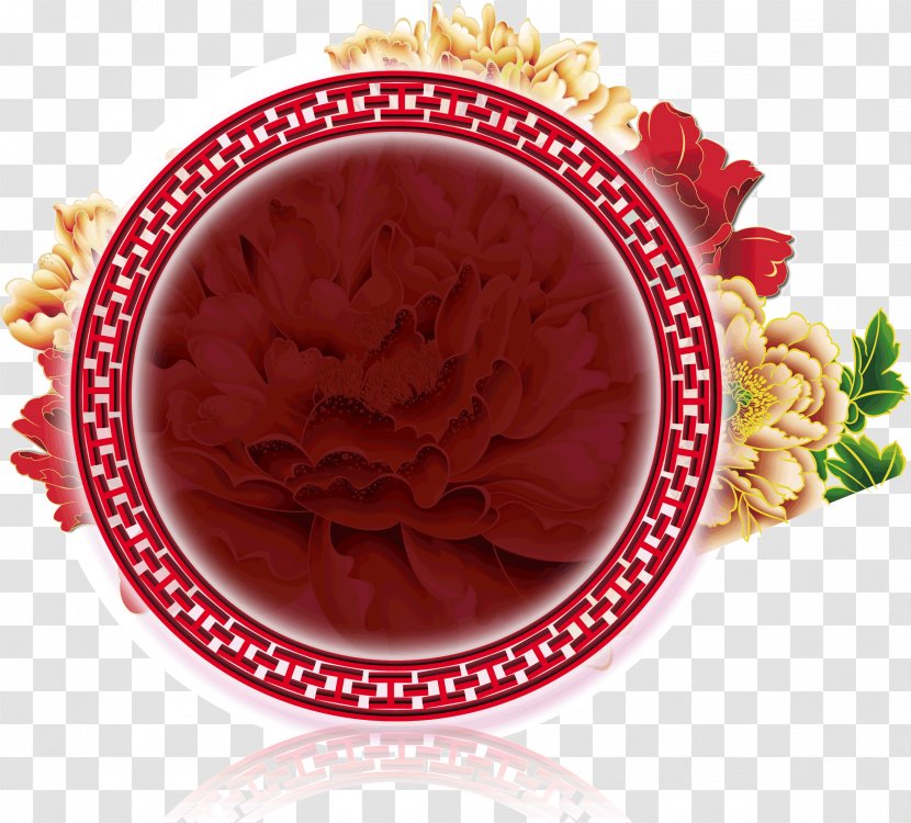 China Red Mid-Autumn Festival Clip Art - Poster - Classical Floral Decoration Transparent PNG