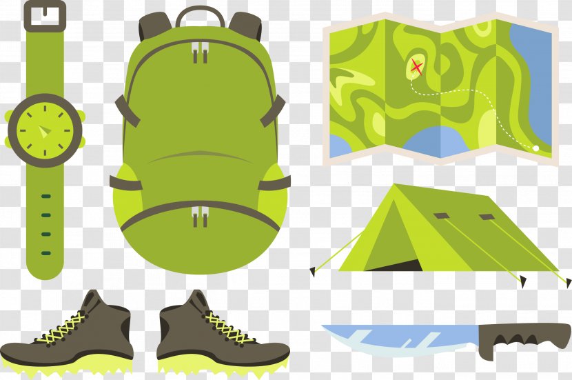 Camping Survival Skills Illustration - Outdoor Shoe - Vector Bag Transparent PNG
