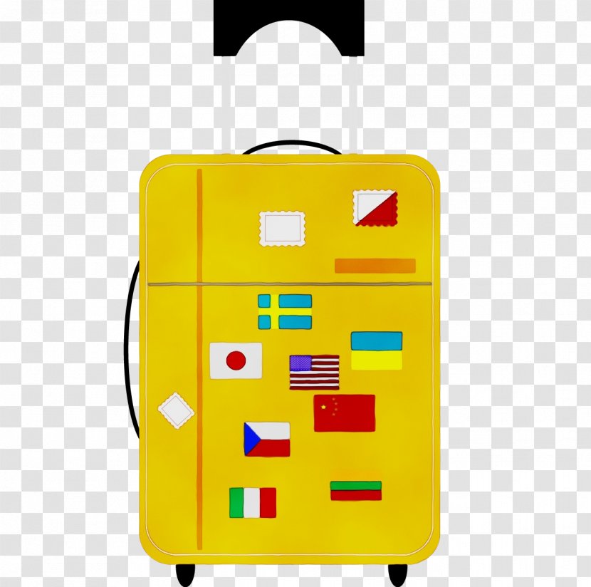 Yellow Suitcase Bag Luggage And Bags Rolling - Paint - Travel Hand Transparent PNG