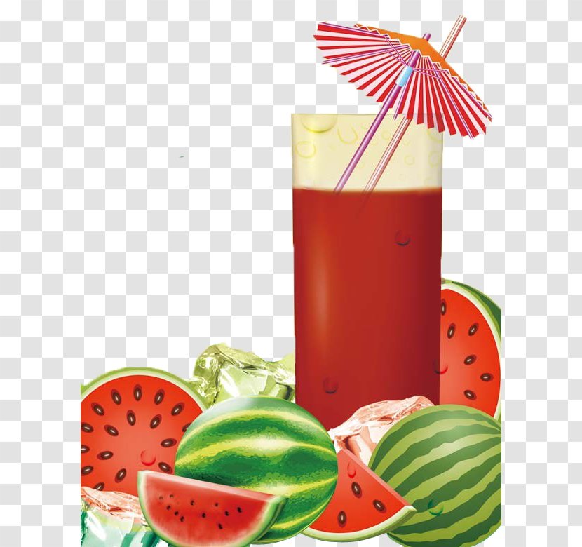 Pomegranate Juice Watermelon Non-alcoholic Drink Health Shake - Cocktail Garnish - Summer Fresh Tea Shop Poster Transparent PNG