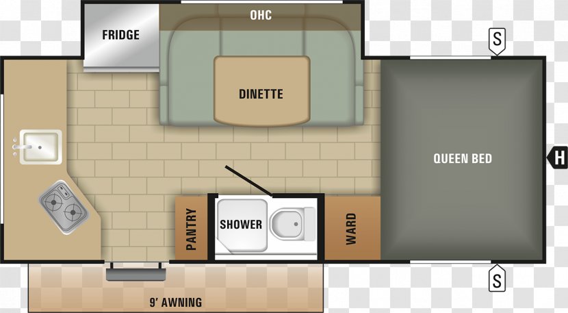 Floor Plan Campervans Caravan Bed Trailer - Kitchen Transparent PNG