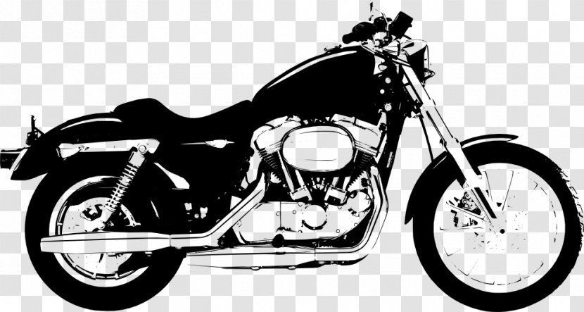 Motorcycle Harley-Davidson Bicycle Clip Art - Monochrome Transparent PNG