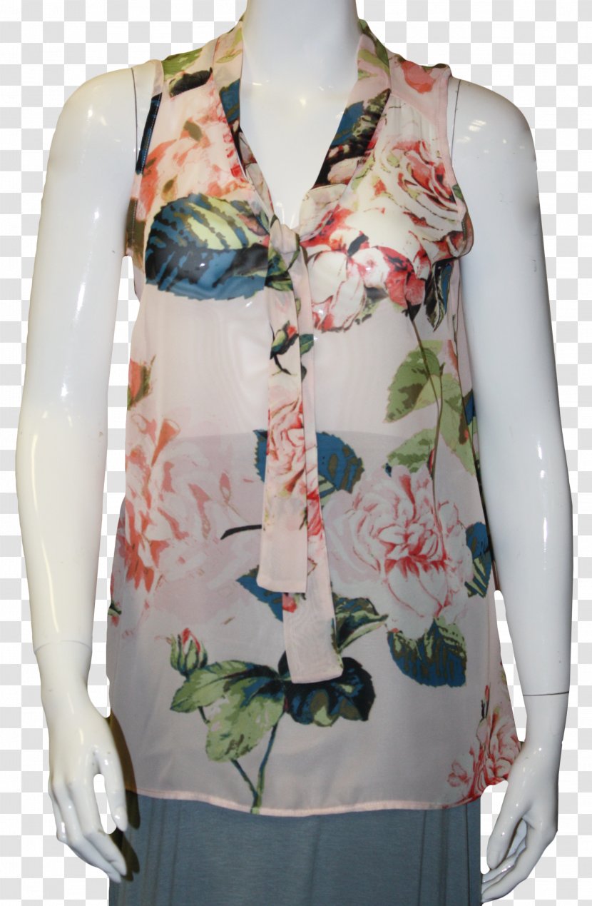 Blouse Clothing Sleeveless Shirt Necktie - Neck - Blush Floral Transparent PNG