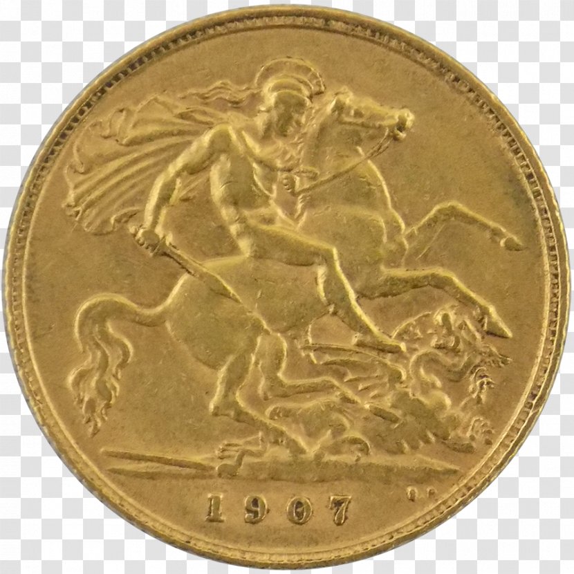 Coin Gold Numismatics Half Sovereign Obverse And Reverse - A Transparent PNG