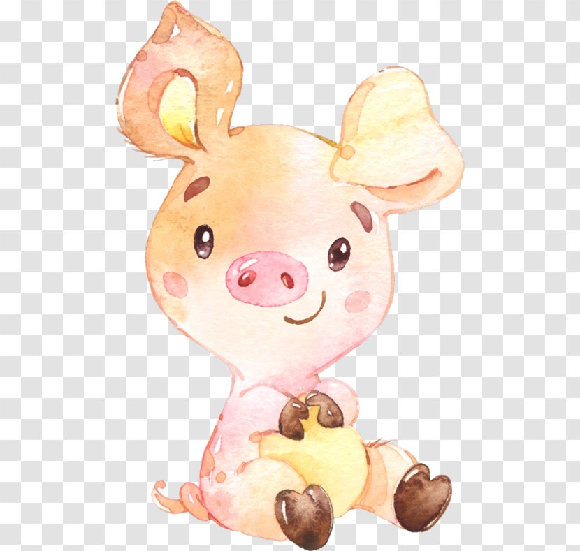 Domestic Pig Watercolor Painting Drawing Illustration Transparent PNG