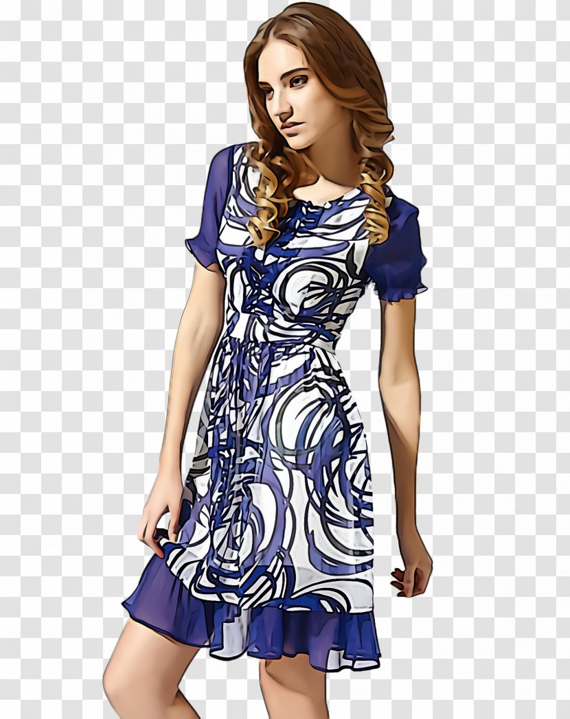 Clothing Fashion Model Day Dress Cobalt Blue - Electric - Sleeve Transparent PNG