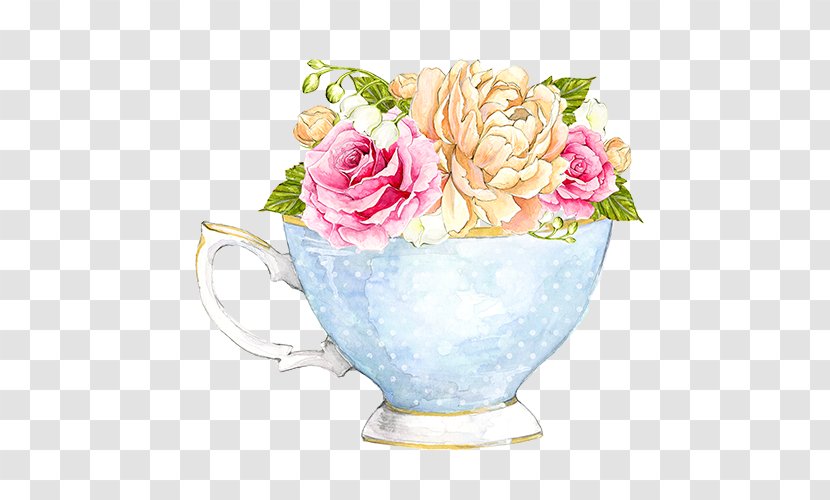 Teacake Coffee Watercolor Painting - Rose - 2018 Party Transparent PNG