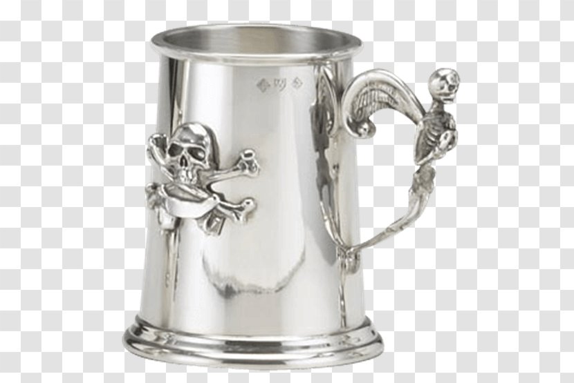 Mug Tankard Pewter Beer Glasses Cup - Drinkware - Pirate Skull Transparent PNG