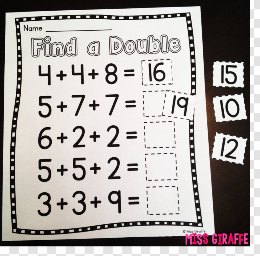 First Grade Mathematics Addition Number Paper - Black And White Transparent PNG