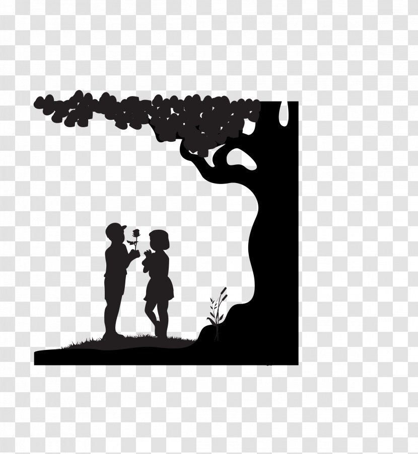 Silhouette Significant Other Poster - Monochrome - Vector Black Tree Under The Couple Transparent PNG