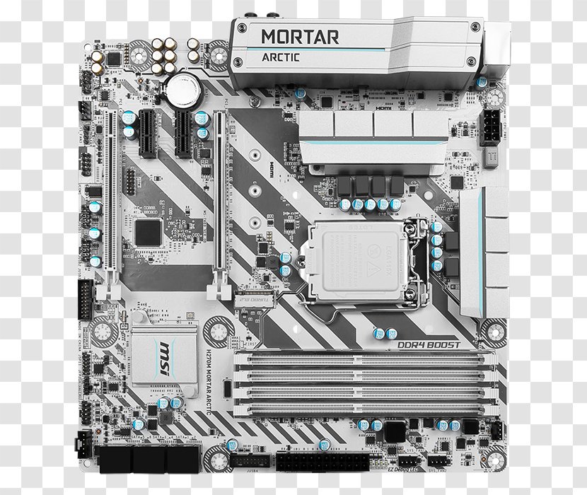 LGA 1151 MicroATX MSI H270M MORTAR ARCTIC Motherboard - Cpu Socket - Microatx Transparent PNG