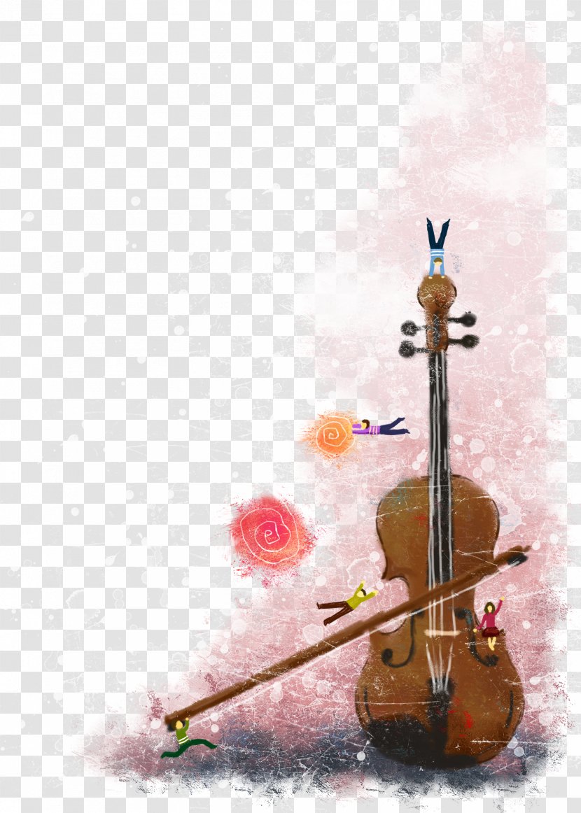 Cello Violin Family Illustration - Silhouette - Cartoon Painted Transparent PNG